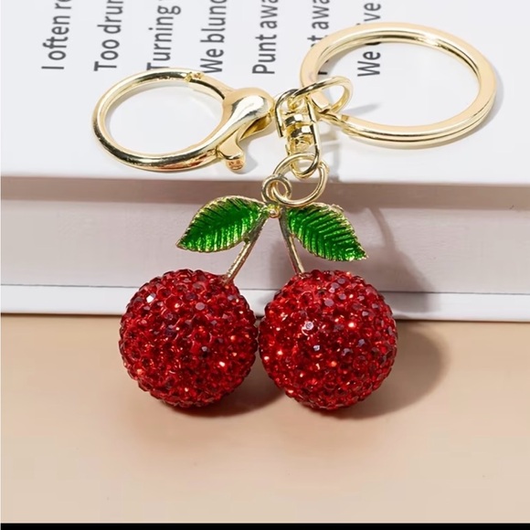 Accessories - Gold Cherry Crystal Keychain or Pursecharm